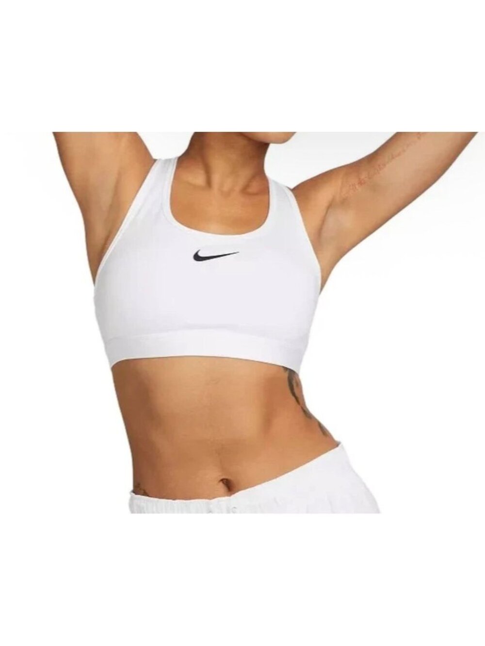 Nike Women's White Swoosh Medium Support Padded Sports Bra (DX6823-100) Size 1X